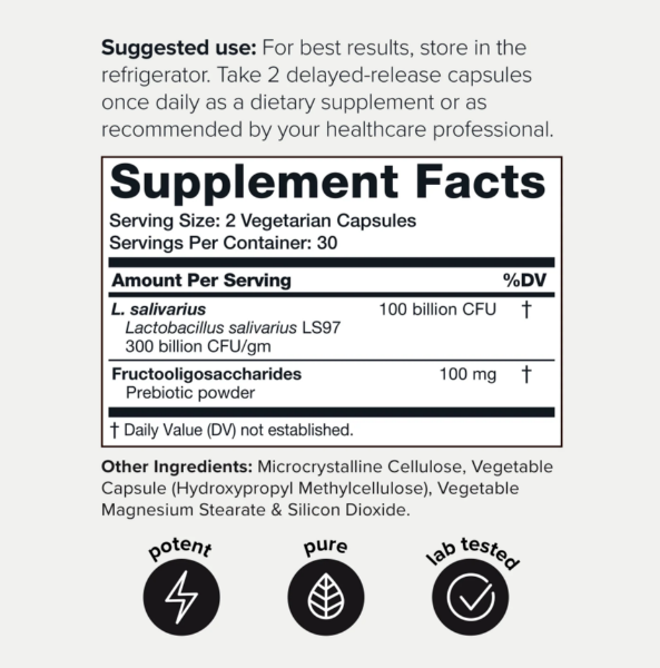 Toniq - Lactobacillus Salivarius 100 Billion CFU, 60capsulas