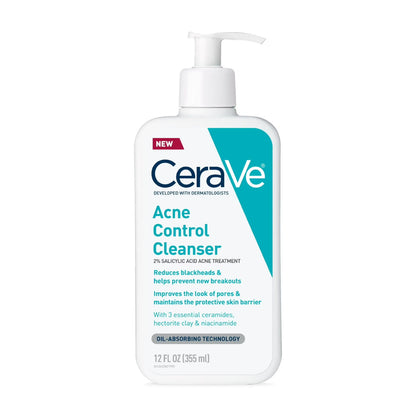 Limpiador facial para el control del acné de CeraVe Skin Care con ácido salicílico al 2%: elimina el acné, los puntos negros y los poros.
