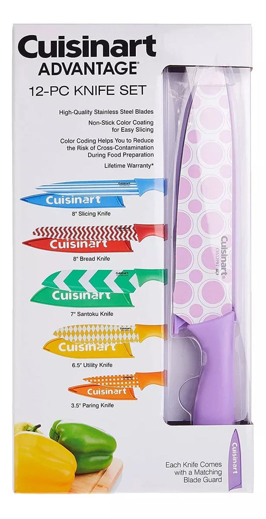Juego de Cuchillos impresos en color con protectores de cuchilla, 12 piezas, multicolor