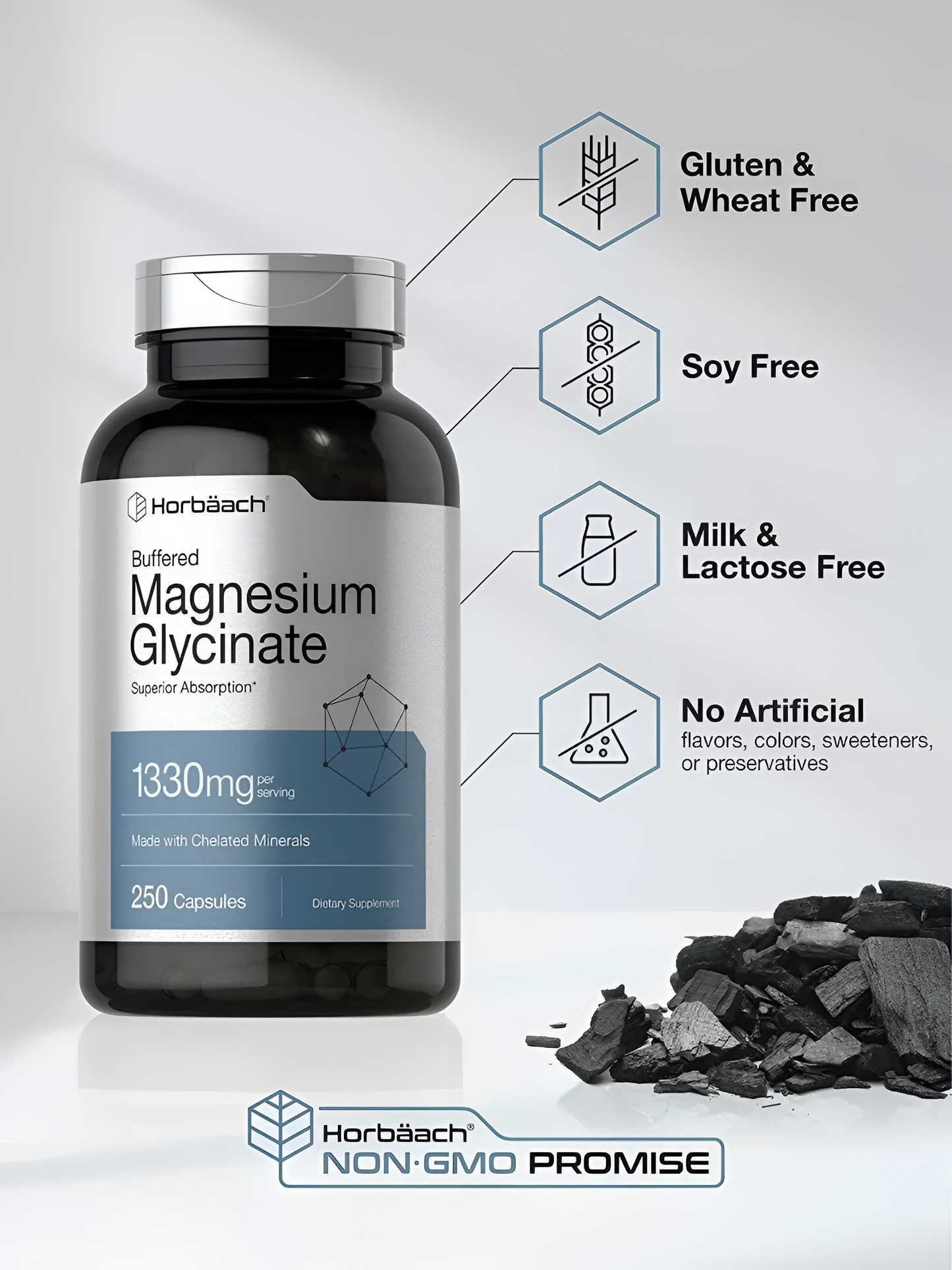 MAGNESIUM GLYCINATE 1330MG  250  Capsulas - HORBAACH