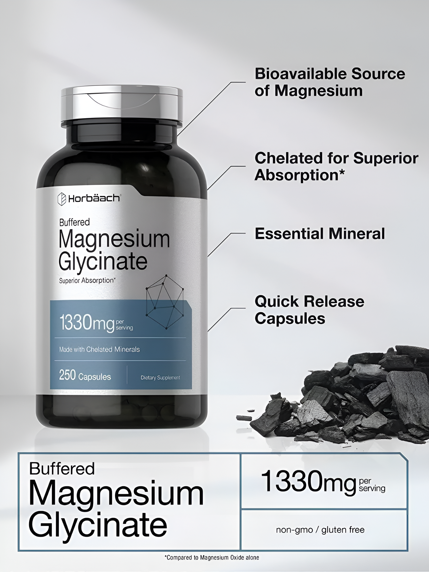 MAGNESIUM GLYCINATE 1330MG  250  Capsulas - HORBAACH