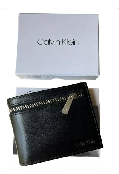 Billetera Calvin Klein Rfid Con Cierre, color negro