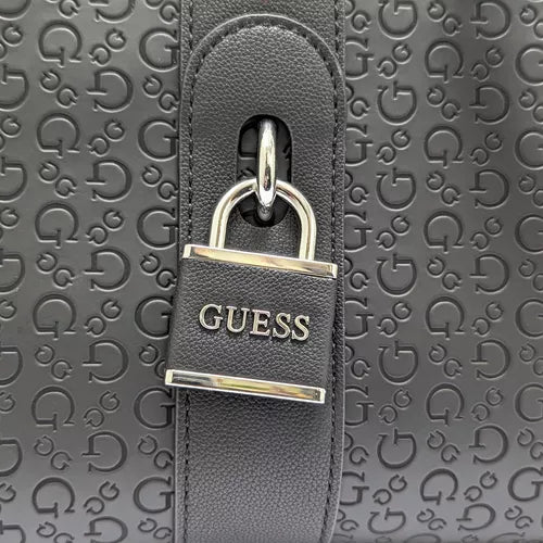 Bolso Guess para dama, con diseño de candado - NEGRO + CORREA - LARSA