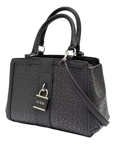 Bolso Guess para dama, con diseño de candado - NEGRO + CORREA - LARSA