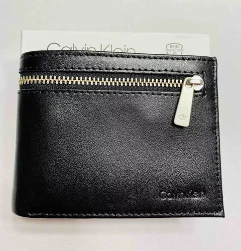 Billetera Calvin Klein Rfid Con Cierre, color negro
