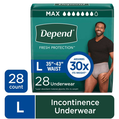 Depend Ropa Interior para Incontinencia Fresca Protección para Hombre, Pañales para Adultos