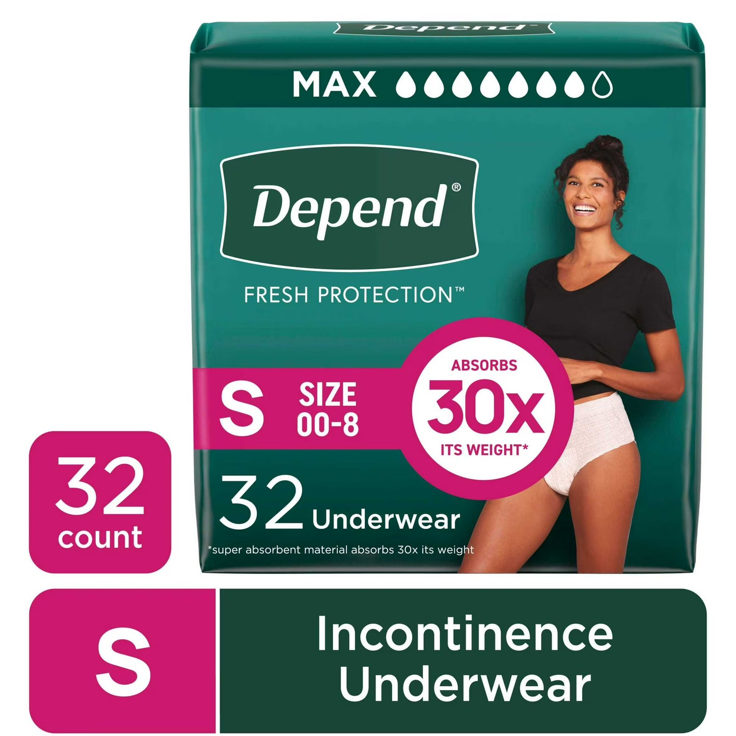 Depend Ropa Interior para Incontinencia Fresca Protección para Mujer, Pañales para Adultos