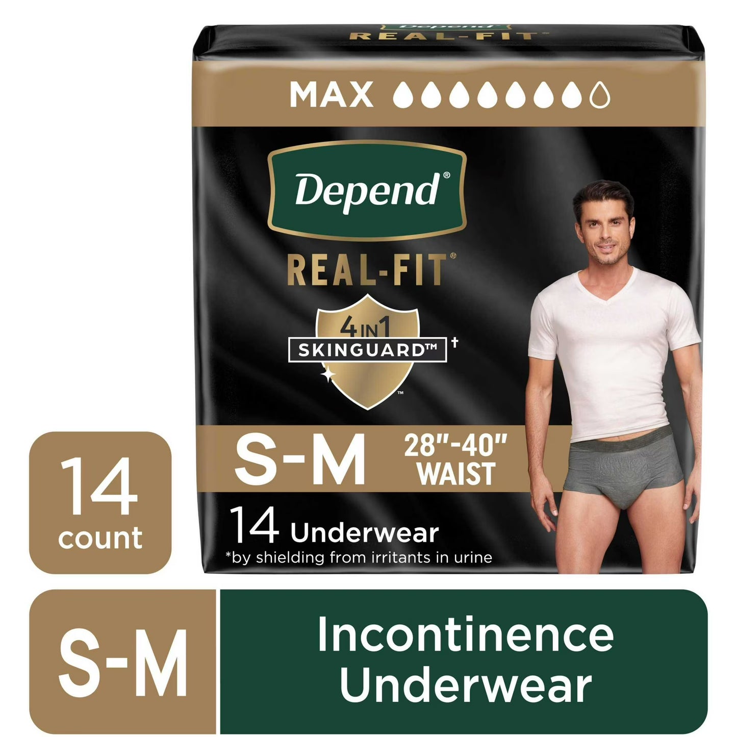 Depend Ropa Interior para Incontinencia Real Fit para Hombre, Pañales para Adultos