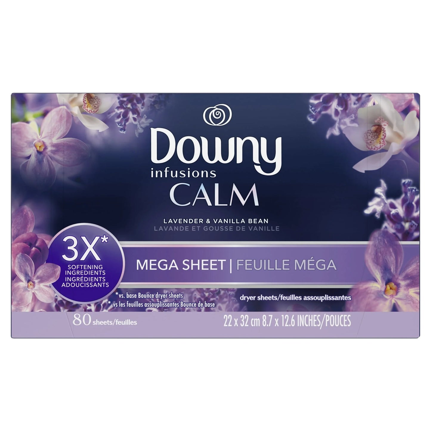 Toallitas para secadora Downy Infusions Mega, calmantes, lavanda, 80 unidades
