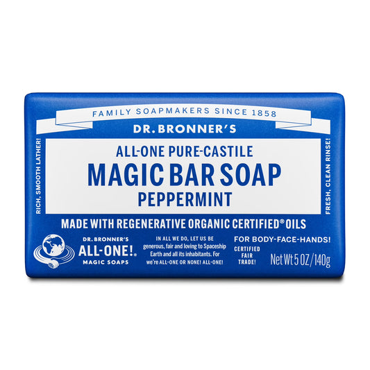 Jabon Dr. Bronner's Magic -CastilPuree, Aceite de Coco Orgánico, Menta, 140g