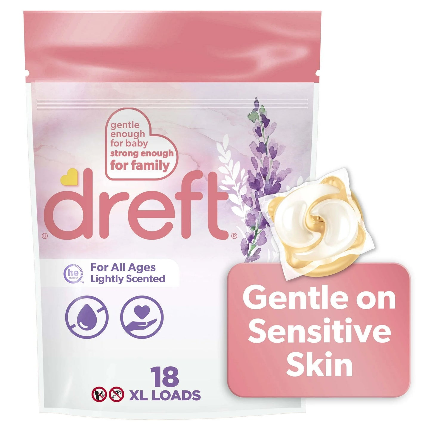 Detergente para ropa de bebe Dreft , paquete XL de 18 unidades.