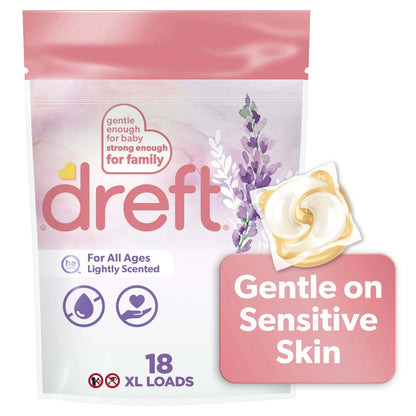 Detergente para ropa de bebe Dreft , paquete XL de 18 unidades.