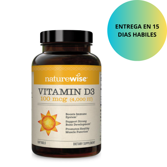 Vitamina D3 100mcg(4,000IU), 360 capsulas - Nature Wise