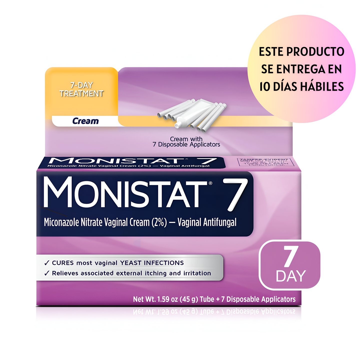 Monistat Tratamiento para la infeccion vaginal  de 7 días, 7 cremas de miconazol desechables