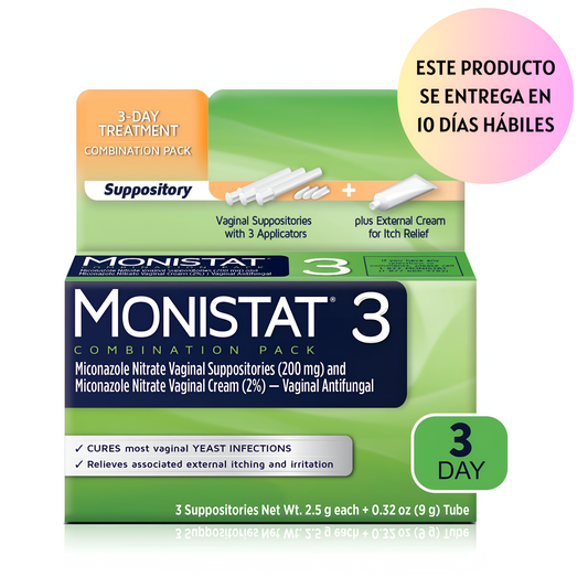 Monistat Tratamiento de 3 días para la infeccion vaginal, 3 supositorios de miconazol y crema contra la picazón