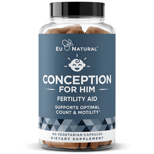 Conception For Him - Vitaminas de fertilidad – Recuento óptimo masculino, fuerza de movilidad de esperma, – zinc, folato, píldoras Ashwagandha – 60 cápsulas