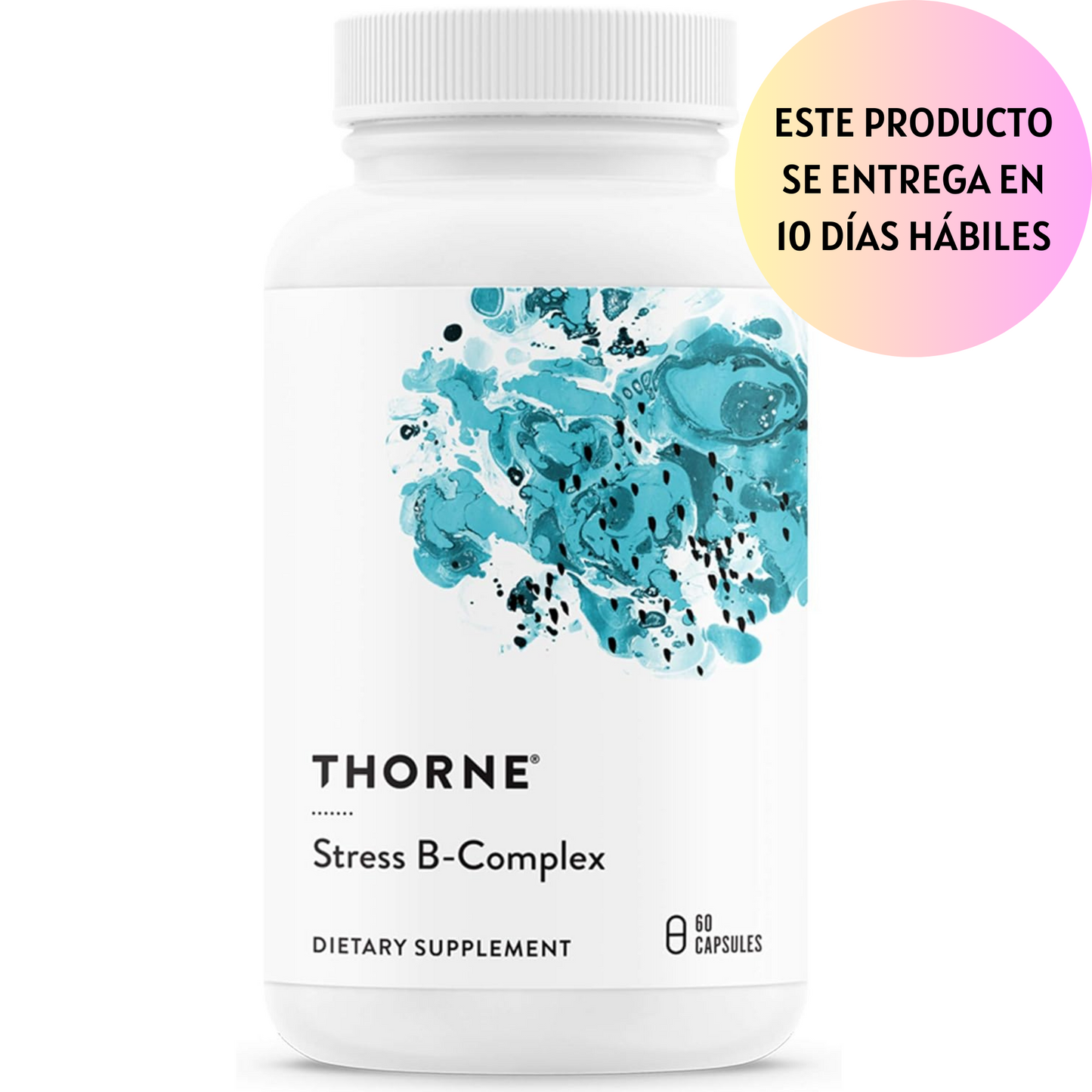 Thorne Stress B-Complex - Vitaminas B2, B6, B12 y folato en formas altamente absorbibles y activas, vitamina B5 extra para apoyo suprarrenal, manejo del estrés y función inmunológica, 60 cápsulas