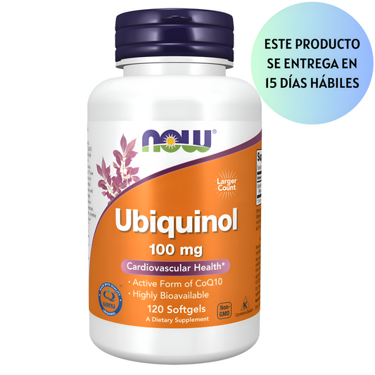 NOW Supplements, Ubiquinol 100 mg, alta biodisponibilidad (la forma activa de CoQ10), 120 cápsulas blandas