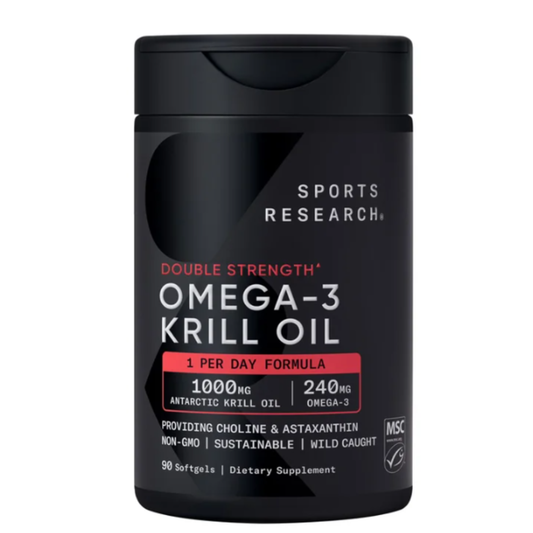Sport Research - Double Strength Omega-3 Krill oil (1000mg krill oil + 240mg), 90 capsulas