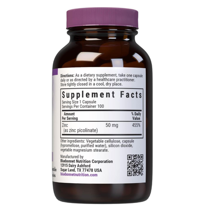 Bluebonnet Nutrition Picolinato de zinc 50mg
