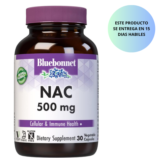 Bluebonnet Cápsulas de vitamina NAC de 500 mg, 30 unidades