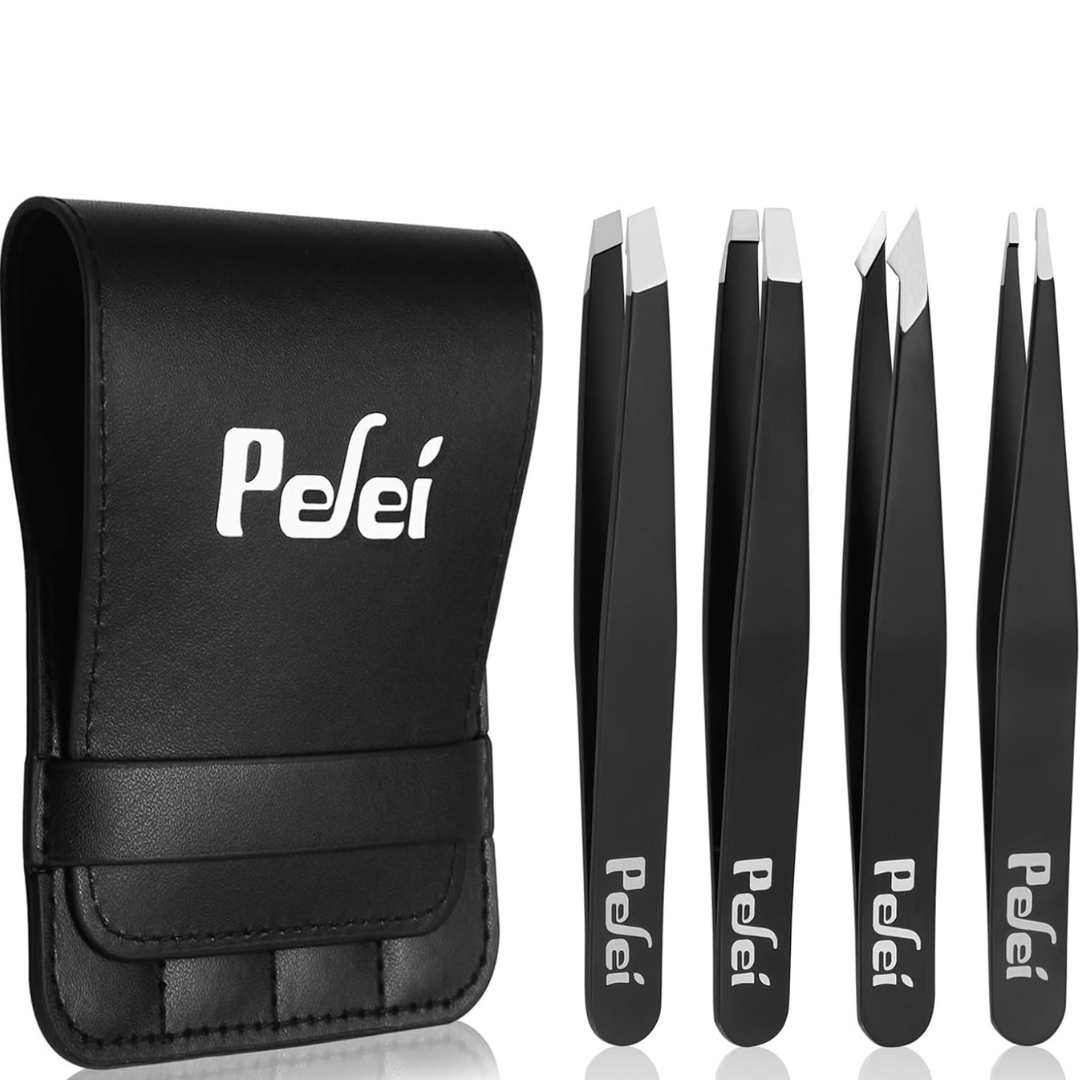 Pinzas Pefei - Pinzas profesionales de acero inoxidable para cejas(4unidades)