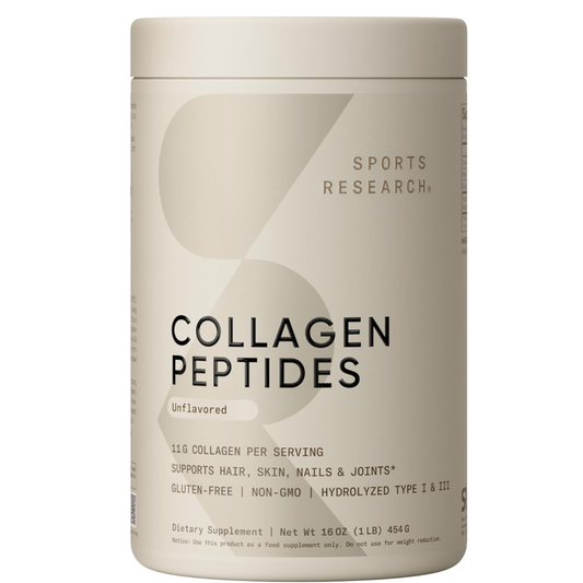 Sports Research - Colágeno  peptides hidrolizado tipo 1 y 3 en polvo, 454g