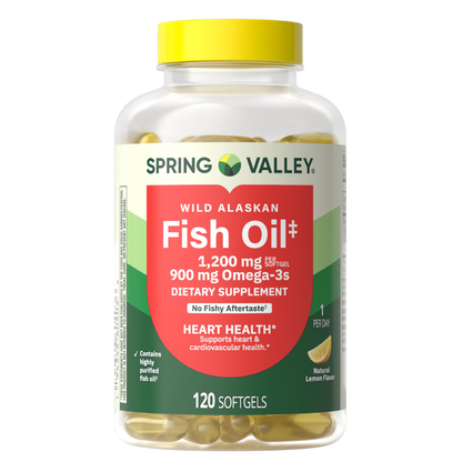 Spring Valley - Fish Oil 1,200mg wild alaskan(900mg omega-3s), 120 capsulas