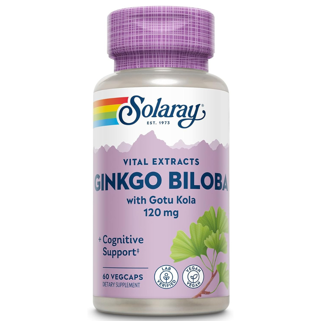 SOLARAY - Ginkgo Biloba Extract con Gotu Kola, 60 capsulas