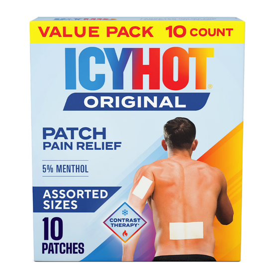 Icy Hot Originales Paquete Variado de Parches para Alivio Del Dolor, 5 Medianos y 5 Grandes, 10 patches