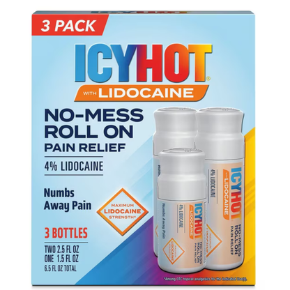 Icy Hot Lidocaine No-Mess Pain Relief, 3 pk