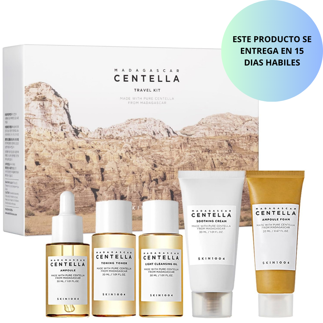 Kit de viaje SKIN1004 Centella, set de cuidado facial coreano con tónico, hidratante, sérum, aceite limpiador y limpiador