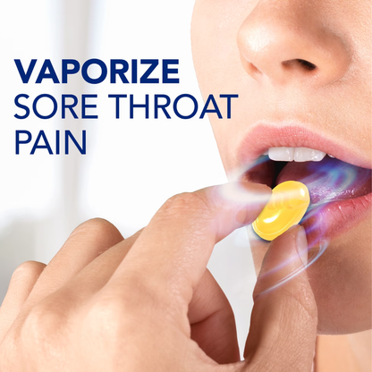 Vicks VapoCool Pastillas Medicadas para el Dolor de Garganta Severo, Mentol, Miel Limón, 45 Unidades