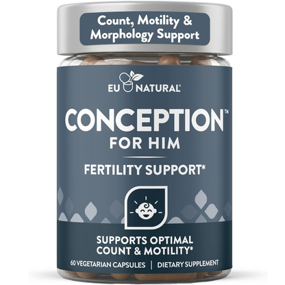 Conception For Him - Vitaminas de fertilidad – Recuento óptimo masculino, fuerza de movilidad de esperma, – zinc, folato, píldoras Ashwagandha – 60 cápsulas