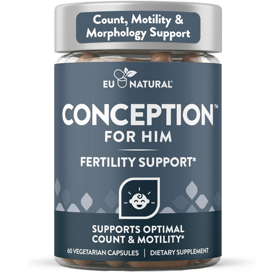 Conception For Him - Vitaminas de fertilidad – Recuento óptimo masculino, fuerza de movilidad de esperma, – zinc, folato, píldoras Ashwagandha – 60 cápsulas