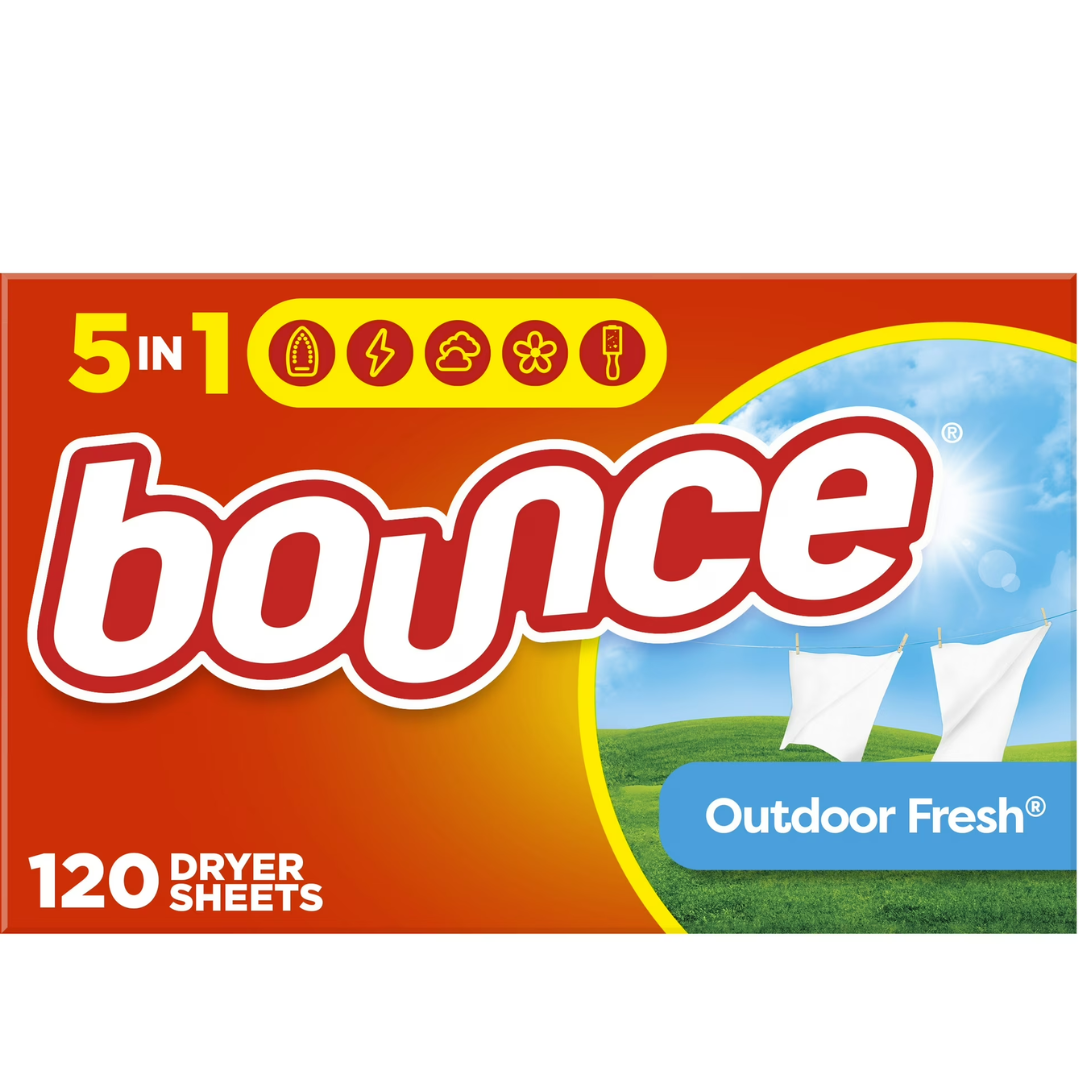 Bounce - Toallitas suavizantes para secadora, aroma a frescura exterior, 120 unidades