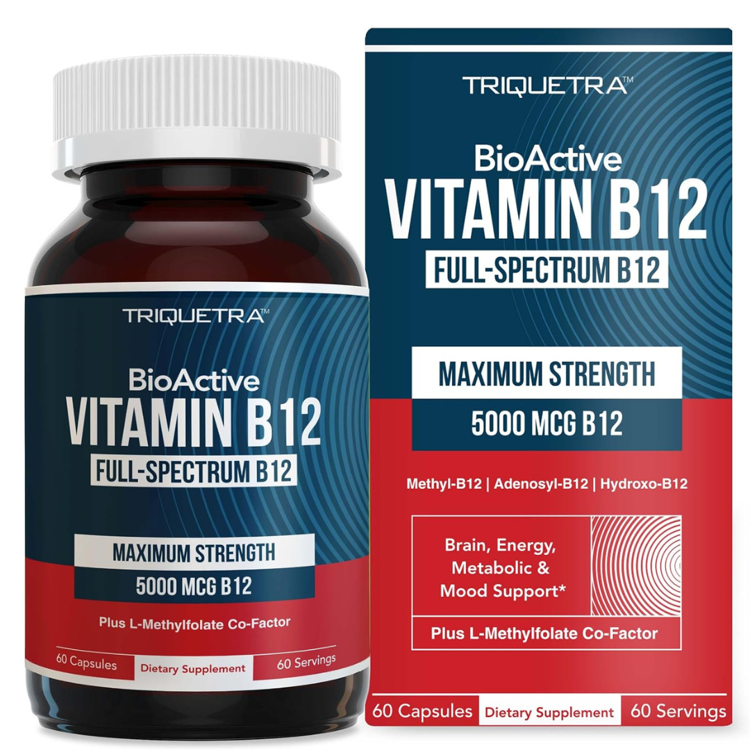 Triquetra - BioActive Vitamina B12 5000mcg resistencia máxima, 60 capsulas