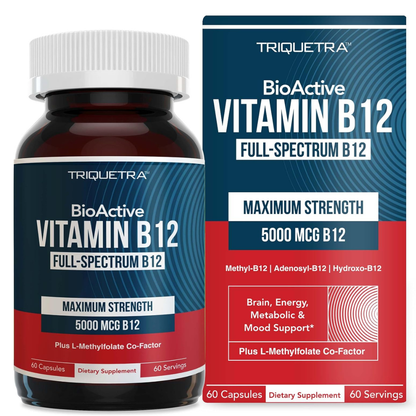 Triquetra - BioActive Vitamina B12 5000mcg resistencia máxima, 60 capsulas