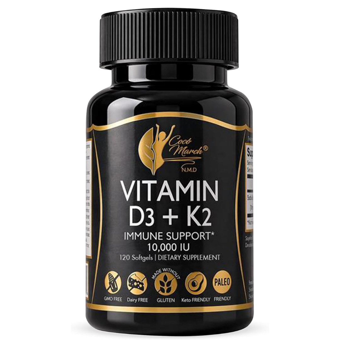 Coco March - Vitamina D3 + K2 10,000 IU - 120 capsulas