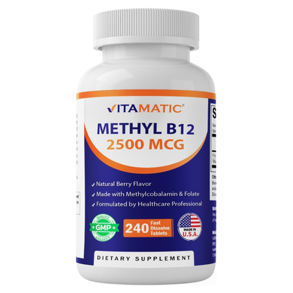 Vitamatic - Methyl b12 2500mcg, 240 comprimidos de disolución rápida