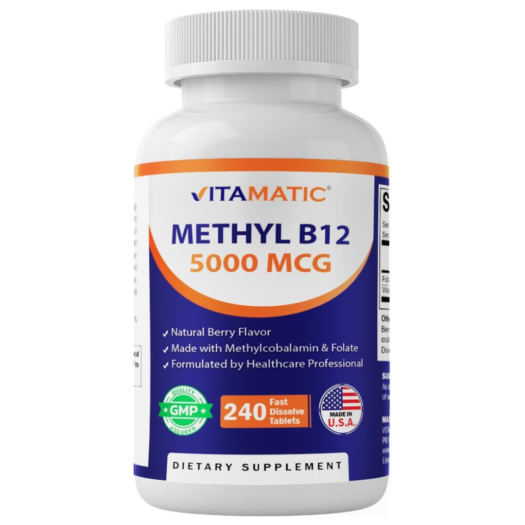 Vitamatic - Methyl B12 5000mcg , 240 comprimidos de disolución rápida