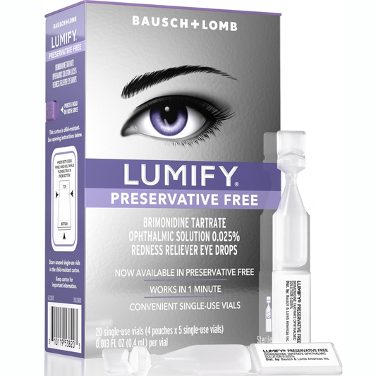 Lumify - Gotas oftálmicas  para aliviar el enrojecimiento y la sensibilidad ocular, 20 viales