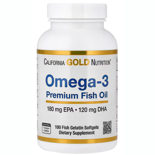 California Gold Nutrition - Omega-3 premium fish oil(180mg EPA - 120mg DHA), 100 Cápsulas blandas de gelatina de pescado