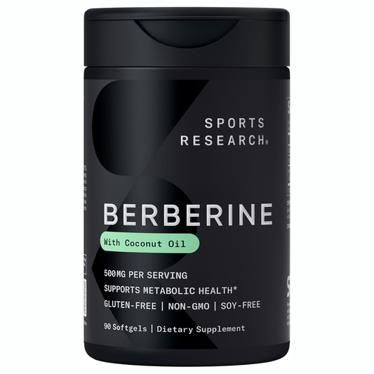 Sports Research - Berberine 500mg  con aceite de coco, 90 capsulas