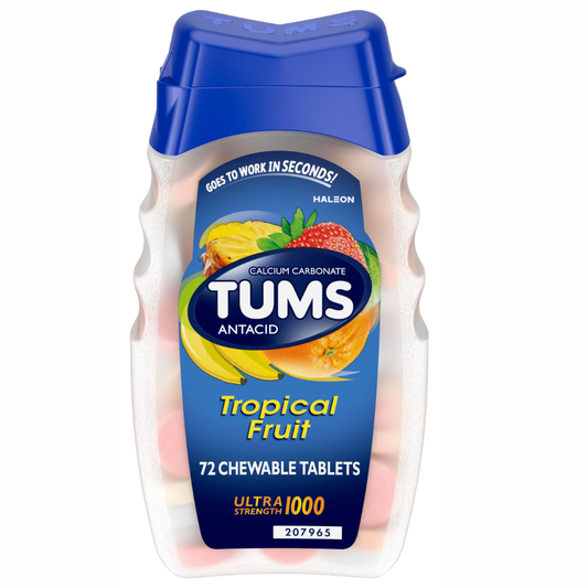 Tums Ultra Strength - Tabletas antiácidas masticables  para la acidez estomacal, 72 tabletas masticables