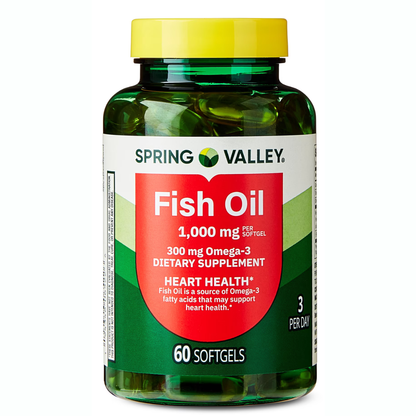 Spring Valley - Fish oil 1,000mg por capsulas, 300mg omega-3 , 60 capsulas