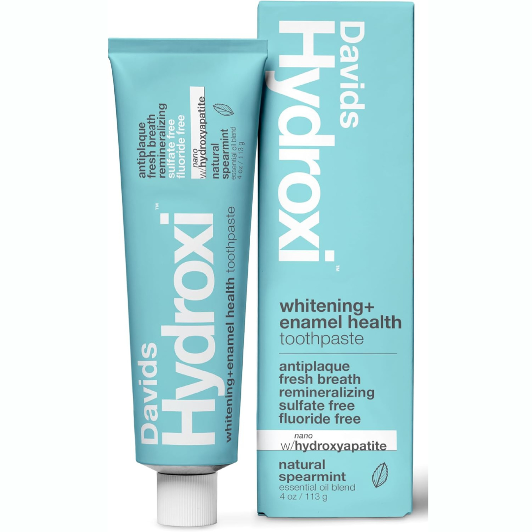 Pasta de dientes Davids Hydroxi Whitening + Enamel Health: antiplaca, aliento fresco, remineralizante, sin sulfatos, sin flúor, con nanohidroxiapatite, 113g