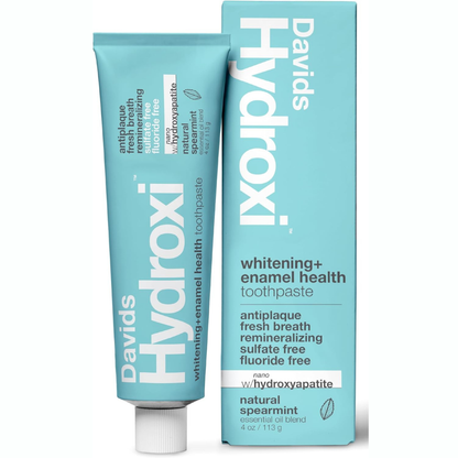 Pasta de dientes Davids Hydroxi Whitening + Enamel Health: antiplaca, aliento fresco, remineralizante, sin sulfatos, sin flúor, con nanohidroxiapatite, 113g