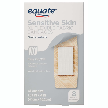 Equate - Venditas adhesivas para piel sensible, extra grandes, paquete de 8