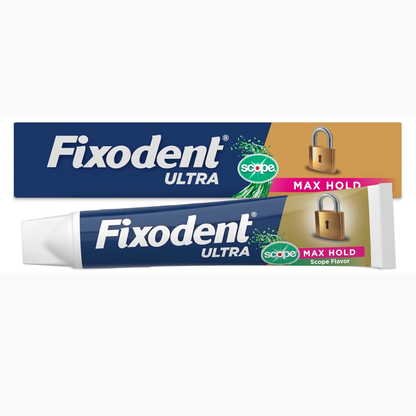 Fixodent Ultra Max Hold Plus Scope Adhesivo para dentaduras postizas, 51g